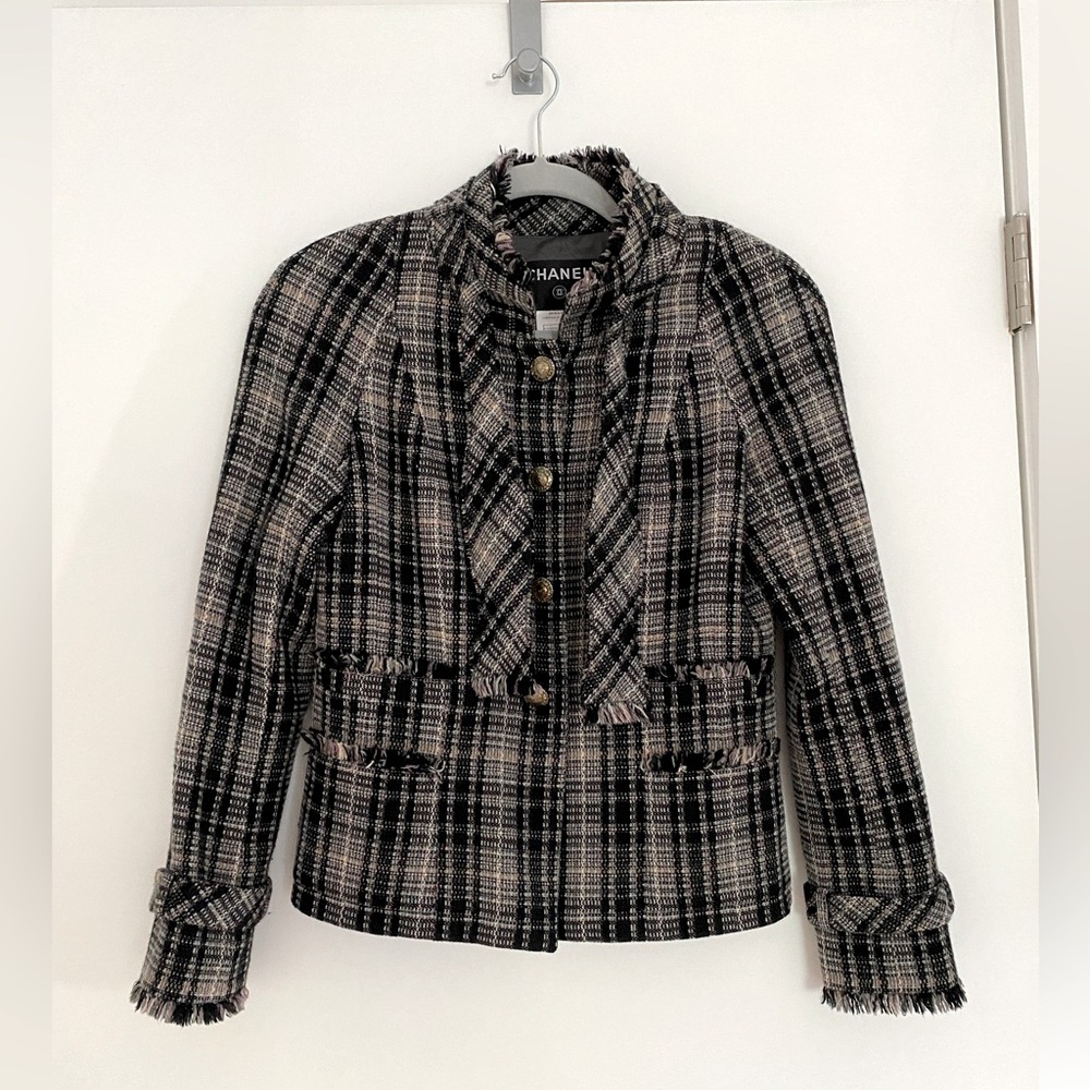 Vintage Chanel Plaid Print Jacket Size 34